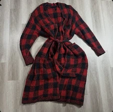 SKIMS Buffalo Plaid Super Soft Cozy Long Robe Unisex Red and Black Size L/XL 