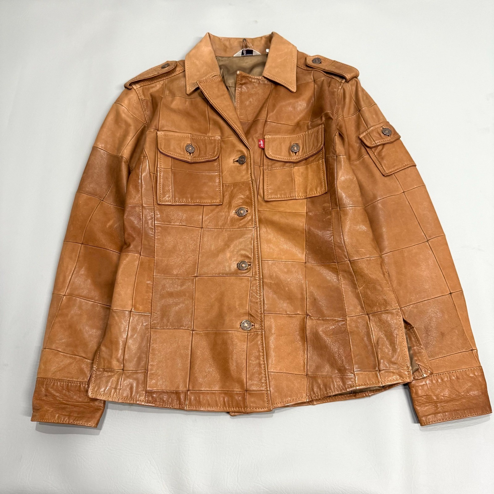 Vintage 70s Levi's Leather Patchwork Jacket Women… - image 1