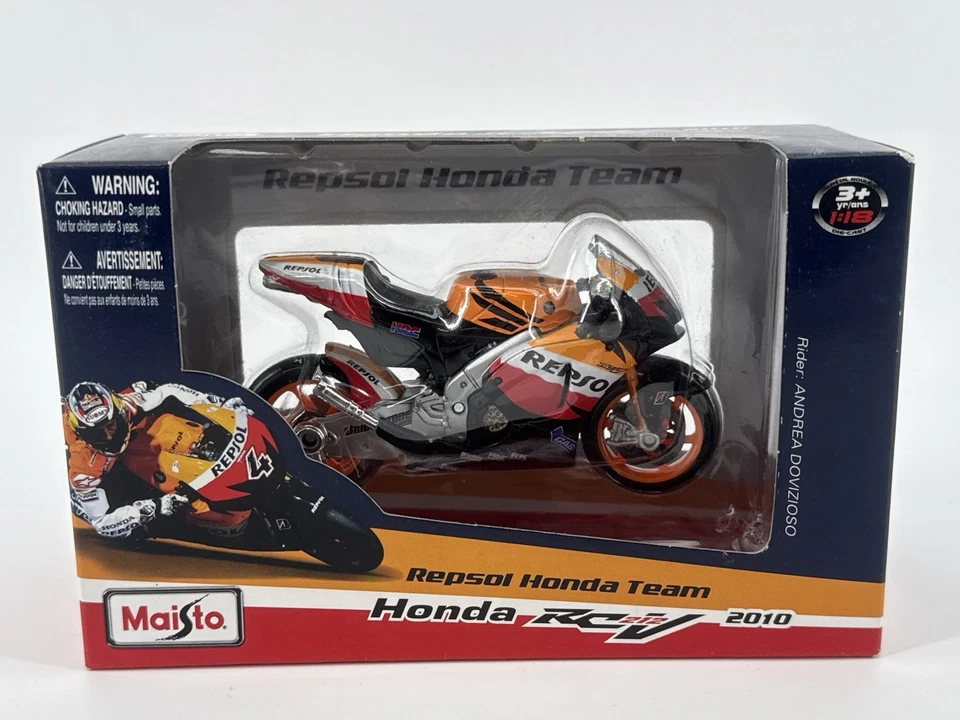 Maisto 1:18 2010 Honda RC212V Repsol MotoGP Diecast Moto Andrea Dovizioso  Foto 3 de 4