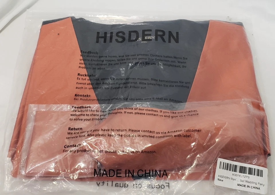 HISDERN Men's Cotton Formal Wedding Suit Vest, Burnt Orange, 2XL - Image 2 of 4