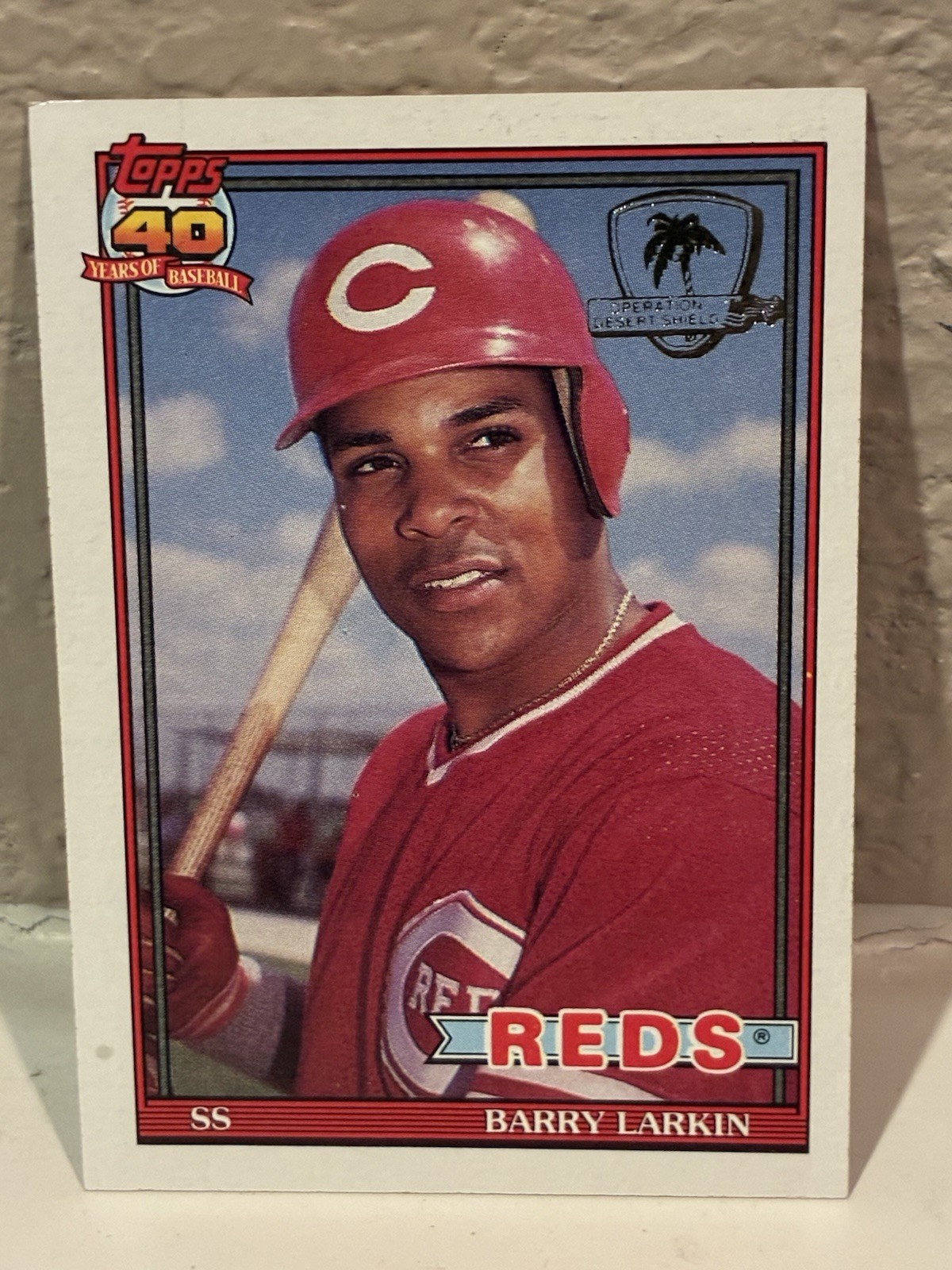 1991 Topps Desert Shield Barry Larkin #730 Cincinnati Reds HOF EXMT C