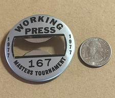 TOM WATSON WINS 2ND MAJOR 1ST MASTERS PGA 1977 GOLF MASTERS PRESS PIN BADGE