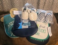 NEW With Tags Lot Of Baby Items; 4 Bibs, 2 Shoes