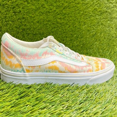 Vans Ward Tie Dye Womens Size 7 Pink Yellow White Athletic Skate Shoes Sneakers