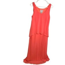 Vintage Karin Stevens Womens Sz 10 Sleeveless Dress Scoop Neck Coral Pink Orange