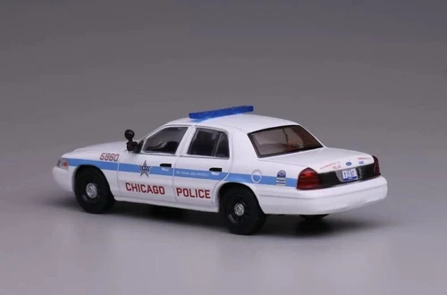 1:64 596 White Chicago Police Crown Victoria CV EN114 Model Diecast Metal Car - Bild 4 von 5