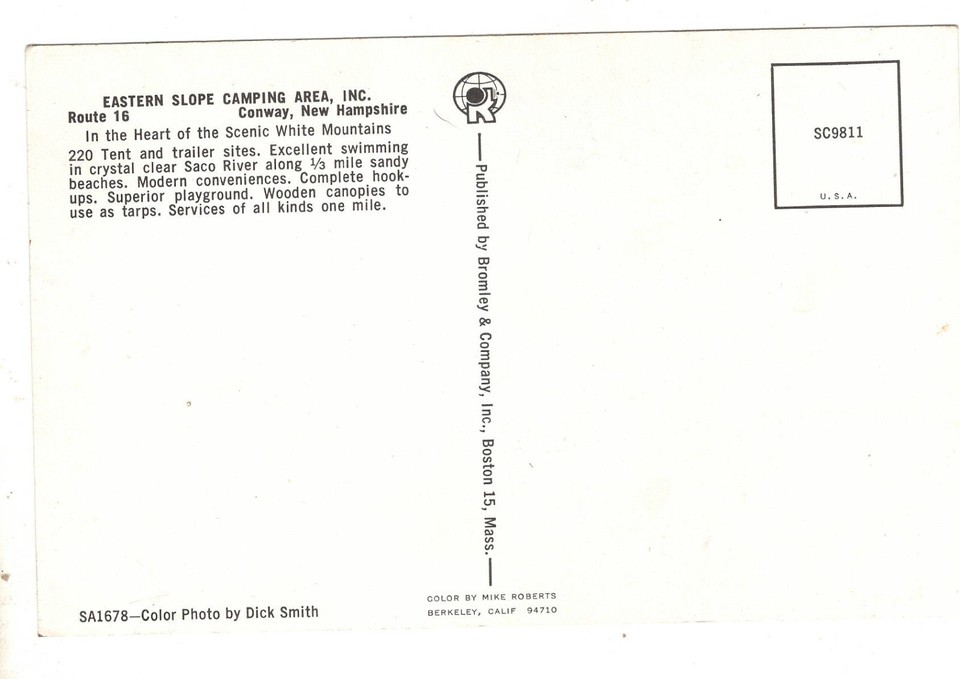 Conway NH Eastern Slope Camping Area White Mountains Vintage Postcard