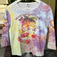 Margaritaville 3/4 Sleeve Womens Large Beach Shirt Made in USA Jimmy Buffett