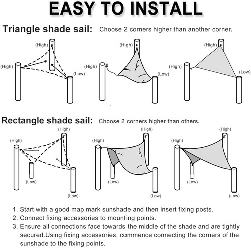 OutdoorLines Rectangle Sun Shade Sails for Patios 10 x 13 ft UV Blocking Outdoor - Picture 4 of 9