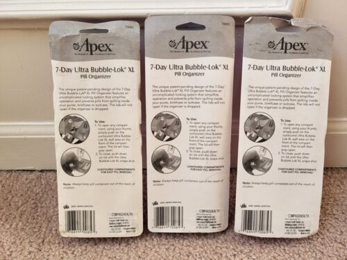 3 count Apex 7 Day Ultra Bubble-Lok XL Pill Organizer Weekly Storage * NEW - Picture 3 of 4