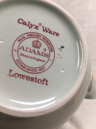 Adams Calyx Ware Lowestoft Mint Green TEA SET (Pot, Creamer, Covered Sugar) - Picture 7 of 9