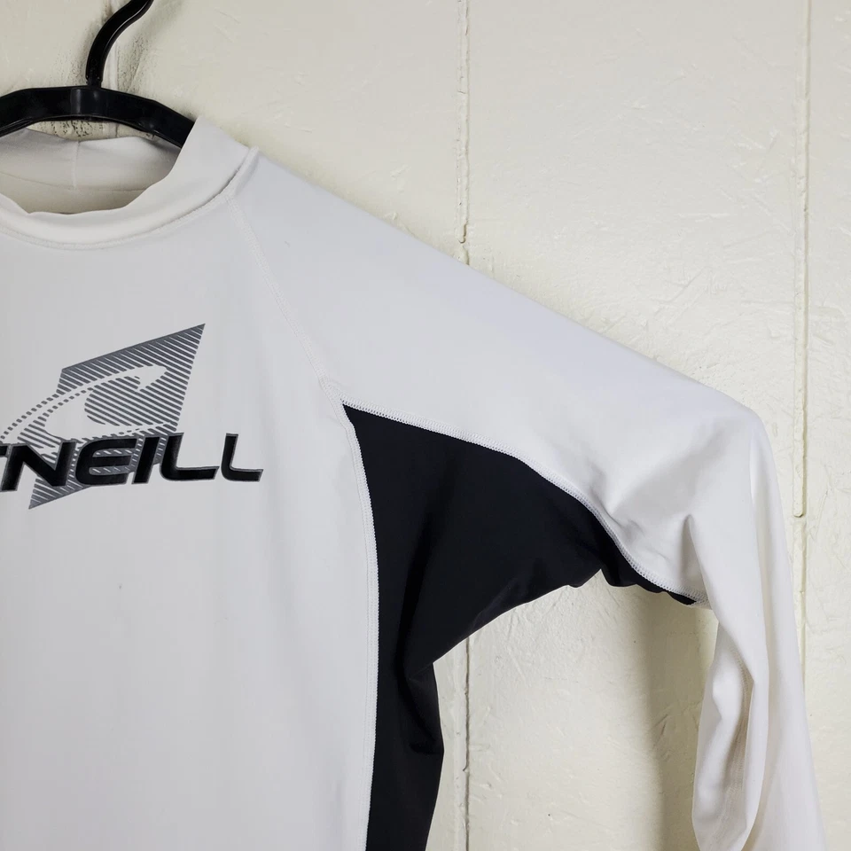 O'neill Rash Guard Niños 2XL Blanco Negro Cuello Alto Manga Larga Gráfico Elastizado Foto 4 de 4