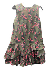 Banana Republic Dress Green Pink Black Size 10 Zip Back Sleeveless