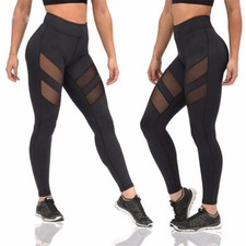 Women High Waist Fitness Yoga Mesh Leggings Sport Gym Running Athletic Pants US1