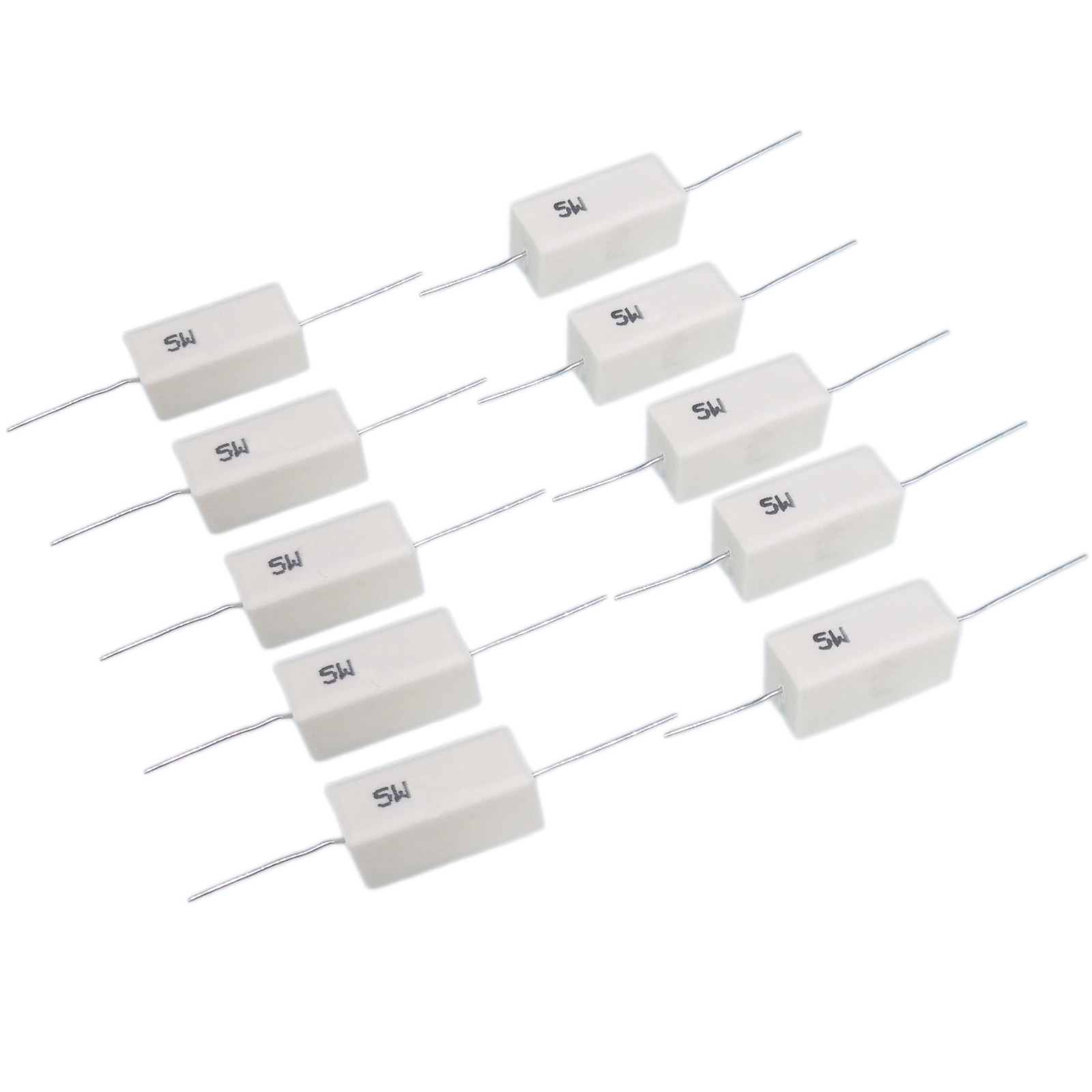 US Stock 10pcs 0.5 ohm 0R5ΩJ 5 watt Axial Ceramic Cement Power Resistor 5W