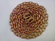 (2) 5/16"x 20' Grade 70 Transport Chains MADE IN USA - w / G70 Grab hooks