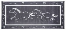Black White Horses Outdoor Patio Deck RV Mat 8 x 18 ft Reversible Rug Foldable