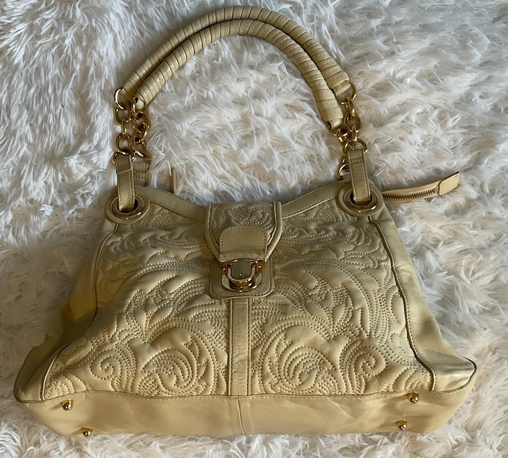Leather Bag Bcbgmaxazria Gold Bag BCBG Max Azria Cream/Yellow
