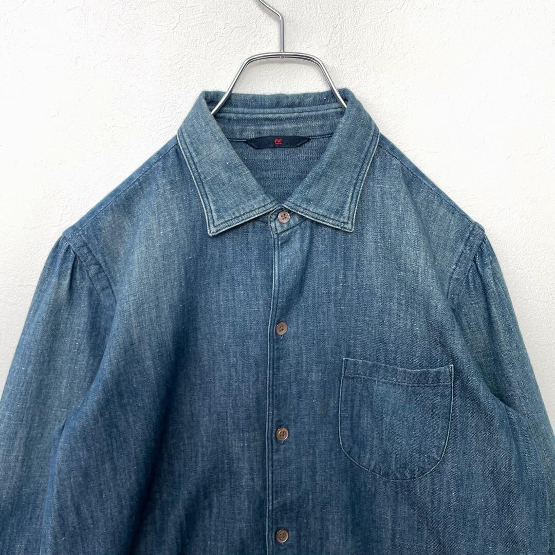 45Rpm トップス 45rpm Long Sleeve Denim Shirt, Vintage Finish, Indigo Blue