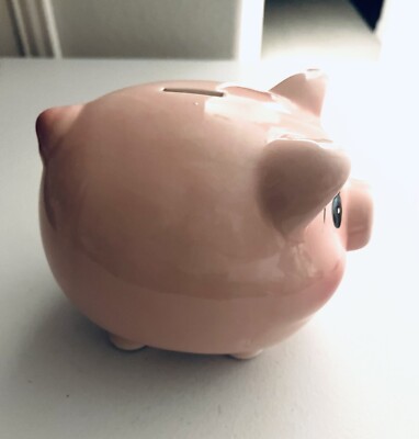 Large Ceramic Piggy Bank Pink In Color 6