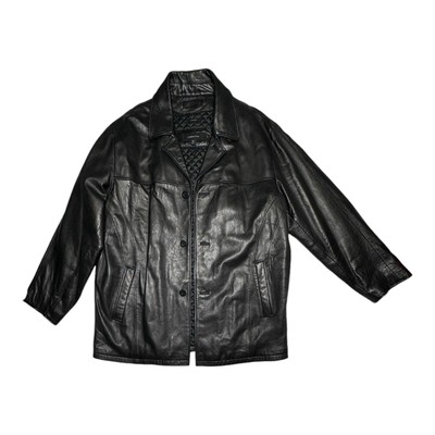 Claiborne Soft Lambskin Vintage 90s Y2K Black Leather Coat