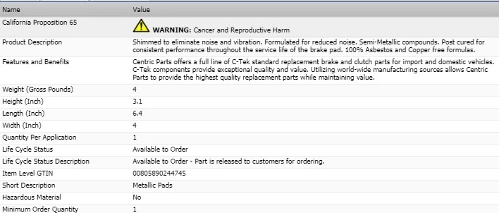 CONJUNTO DE PASTILHAS DE FREIO CENTRIC DIANTEIRO ESQUERDA E DIREITA para 1979-1981 BMW 528I - Imagem 4 de 4
