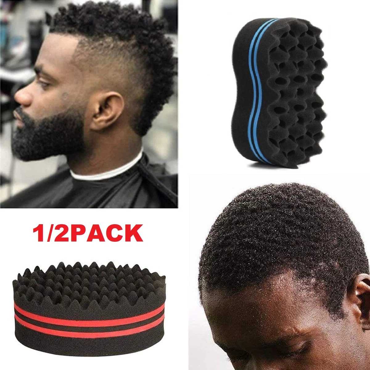 Double Side Barber Magic Hair Brush Sponge Locking Afro Curl Twist Dreads  Coil