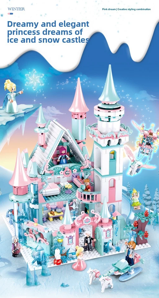 Ice Snow Castle Building Blocks Princess Magic Castle DIY Brick Christmas GIFT - Image 4 of 4