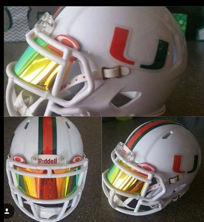 Miami Hurricanes football helmet decals and Stripes fullsize1 day