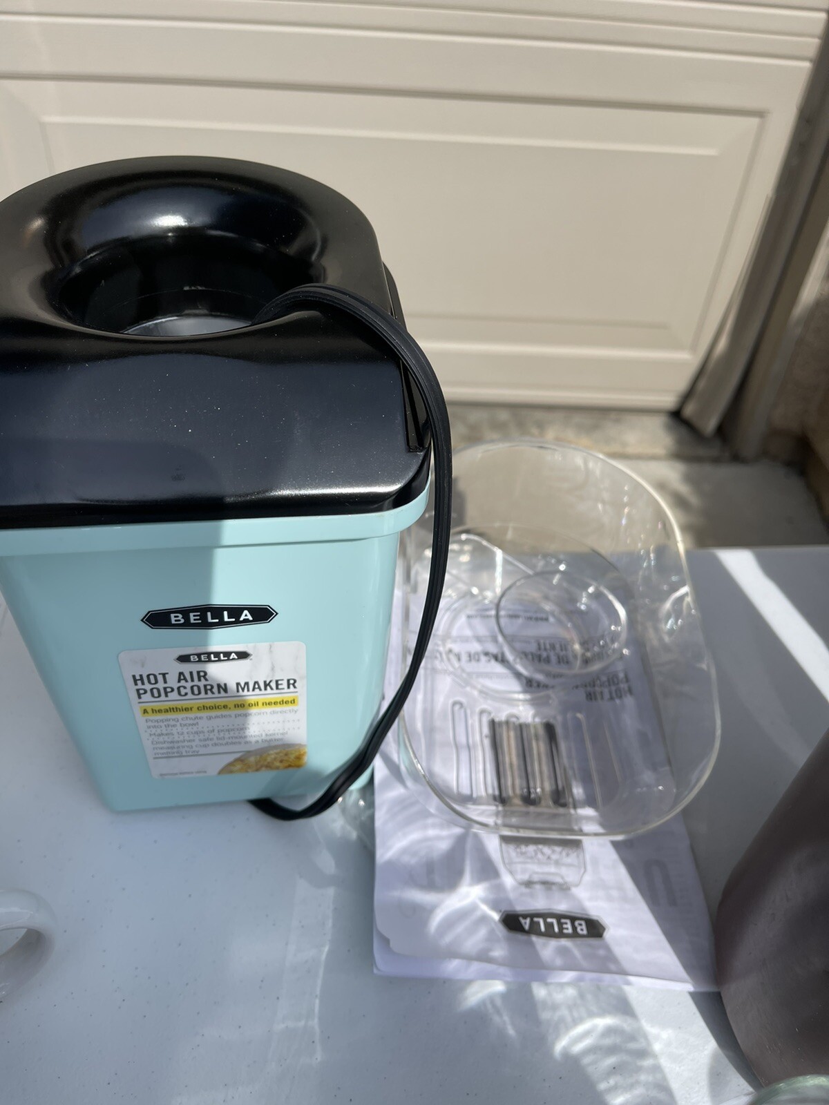 Blue Bella Electric Hot Air Popcorn Maker for 12 Cups 9L x 5.3W x 9.52H