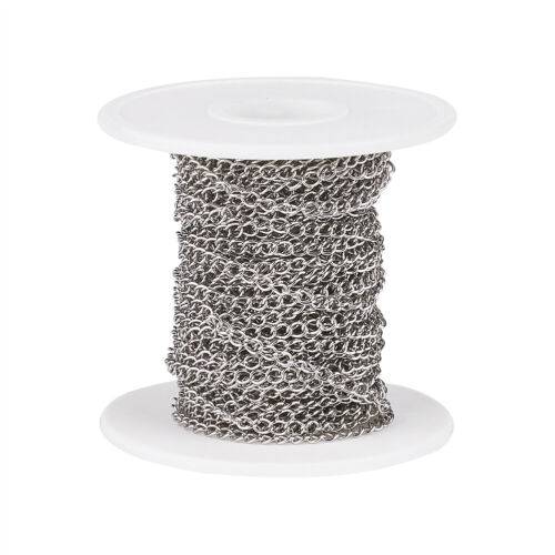 10m/roll 304 Stainless Steel Soldered Twisted Chains Curb Chains Necklace 4x3mm - Afbeelding 1 van 10