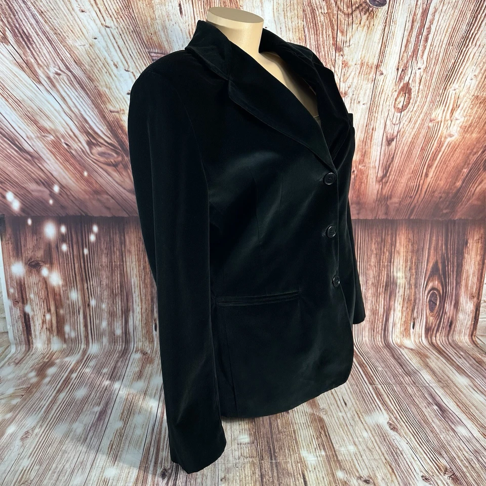 Vintage Liz Sport Size 8 Black Velvet Blazer Suit Coat Jacket Whimsigoth Witchy - Image 2 of 4