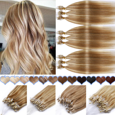 9A Echthaar Microring Loop Extensions Remy 60cm Haarverlängerung Blond 100g/150g