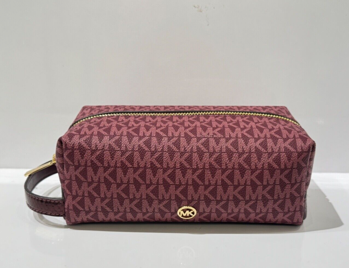 MICHAEL KORS JET SET TRAVEL MEDIUM TRAVEL COSMETIC CASE MK OXBLOOD