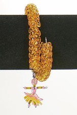 Girls Memory Wire Bracelet - Goldenrod Tri-Beads with fairy
