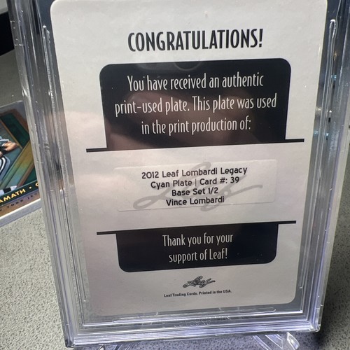 2012 Leaf Lombardi Legacy Printing Plate Cyan #39 Vince Lombardi 1/2 - Picture 4 of 4