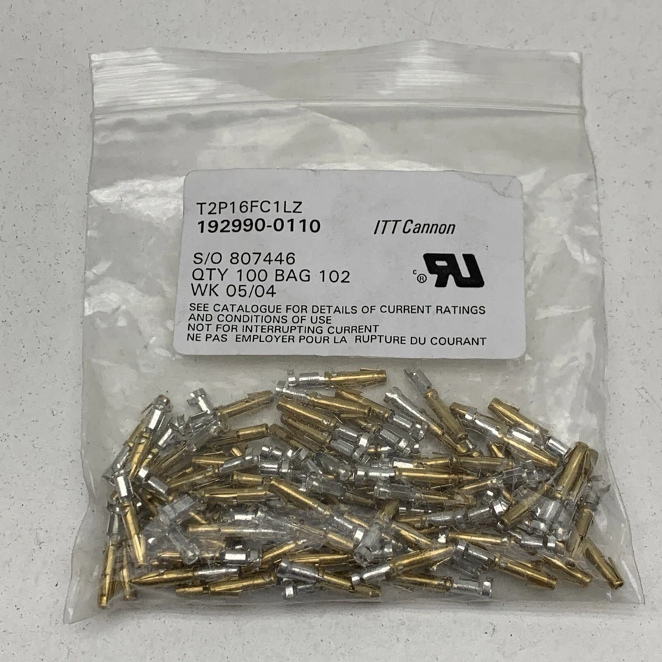 (100 шт.) ITT Cannon T2P16FC1LZ гнездовой контакт золотой обжимной разъем гнездо - Изображение 4 из 4