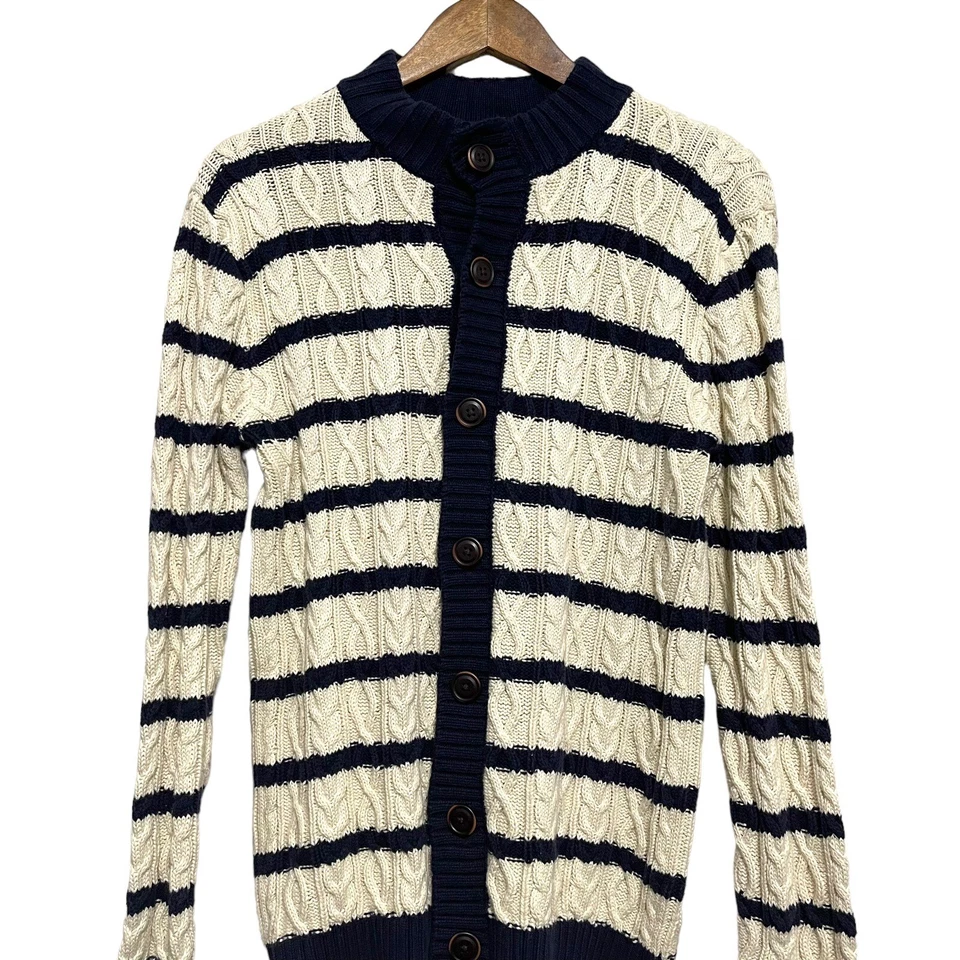 Gymboree Youth Button Front Cardigan Size XL Striped Cable Knit Classic Coastal - Image 3 of 4