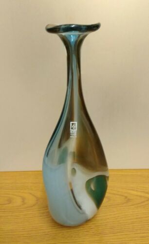 Mdina Freeform large flat barrel bottle open top vase.