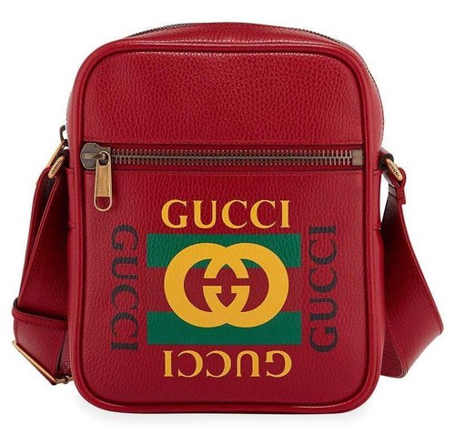 new gucci red leather current vintage logo messenger crossbody