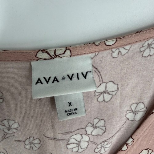 Ava & Viv Womens Size X Faux Wrap Dress Blush Pink Floral Print Short Sleeves - Picture 5 of 10