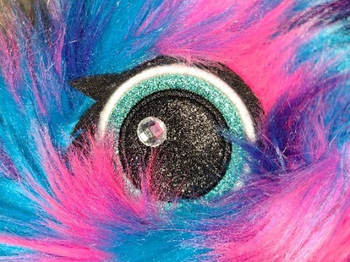 NWOT Girl's Justice Faux Fur Fuzzy Monster Winter Hat Turquoise Purple ONE SIZE - Picture 5 of 11