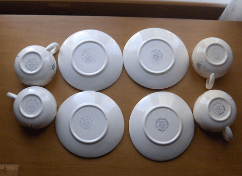 Franciscan Starburst Atomic 4 cups & saucers~Space Age~Midcentury Modern~Mint - Picture 2 of 11
