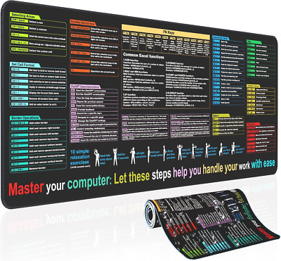 Waterproof Mouse Pad Excel Cheat Sheet Desk Pad Contains 9 Major Excel Function 