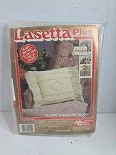 Vintage 1984 Laceta Plus Classic Fisherman Pillow, 14x14 In National Yarn Crafts