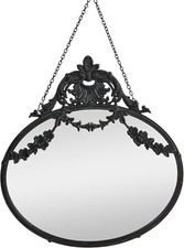 Espejo de pared creativo cooperativo vintage con marco de peltre con cadena decorativa, negro