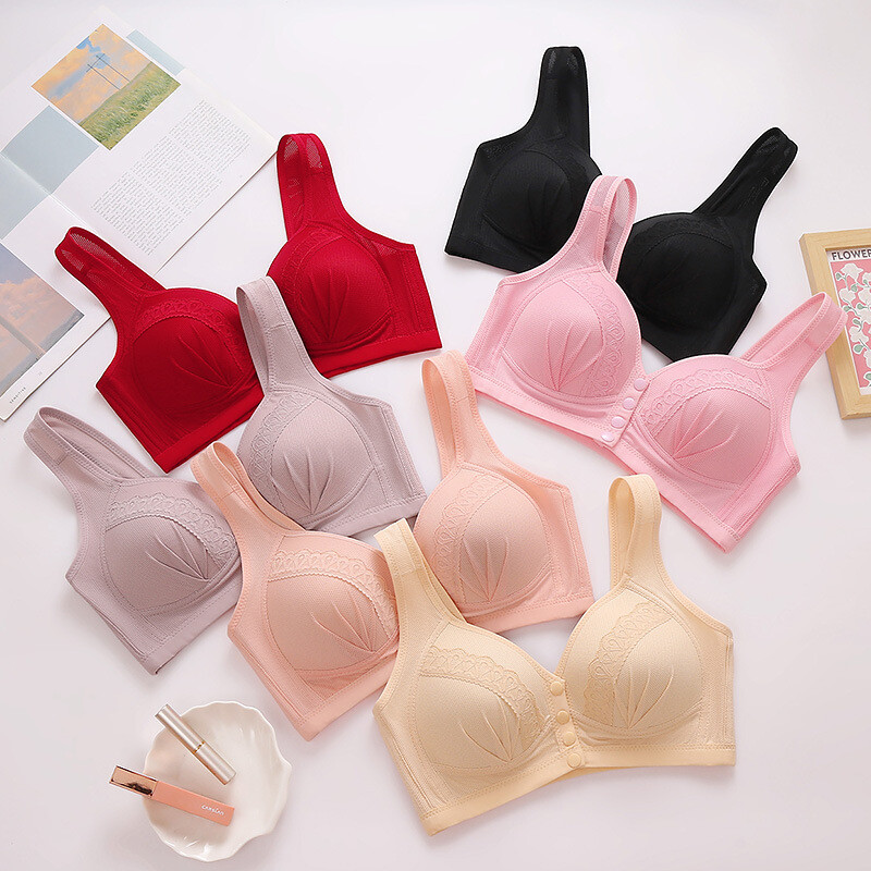 Sujetador push-up con botones delanteros finos ajustable que reduce el pecho inalámbrico para mujer