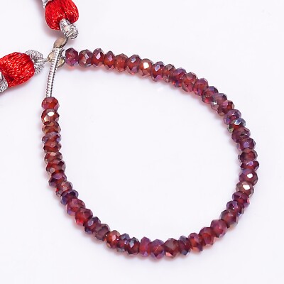 Natural Pink Garnet Gemstone Rondelle Faceted Beads 3X3X2 mm Strand 4'' E-1003