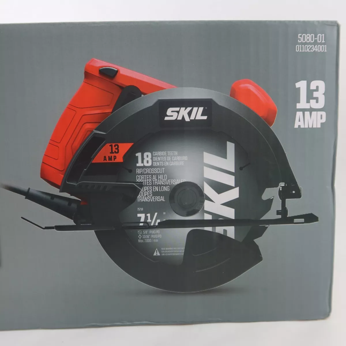 SKIL Circular Saw 13 Amp Corded 7.25 in 18 Tooth Carbide Blade Spindle 5080 01