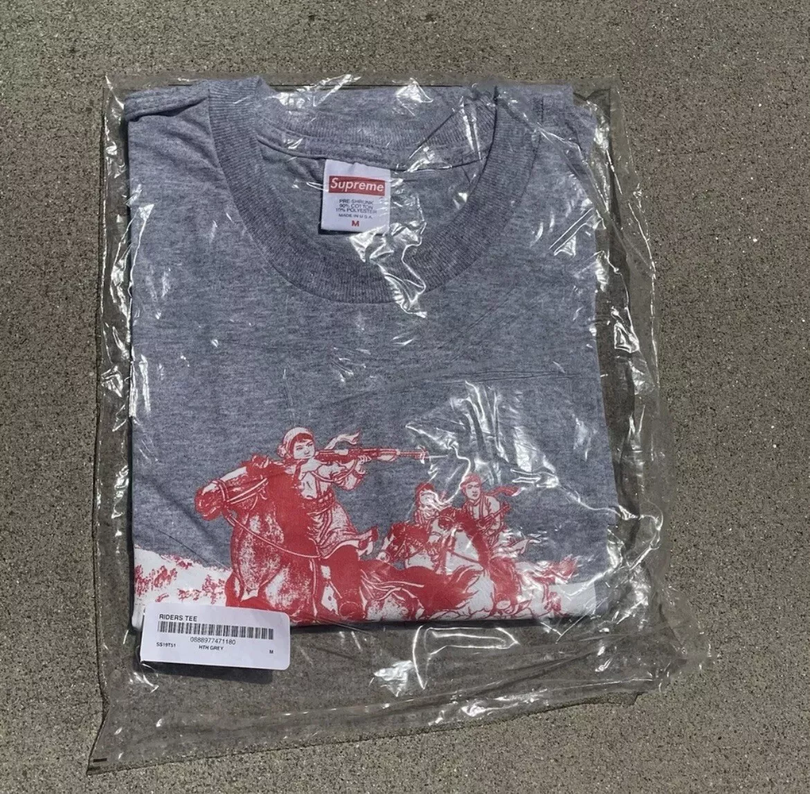 Tee shirt Supreme Riders gris bruyère taille M neuf rare